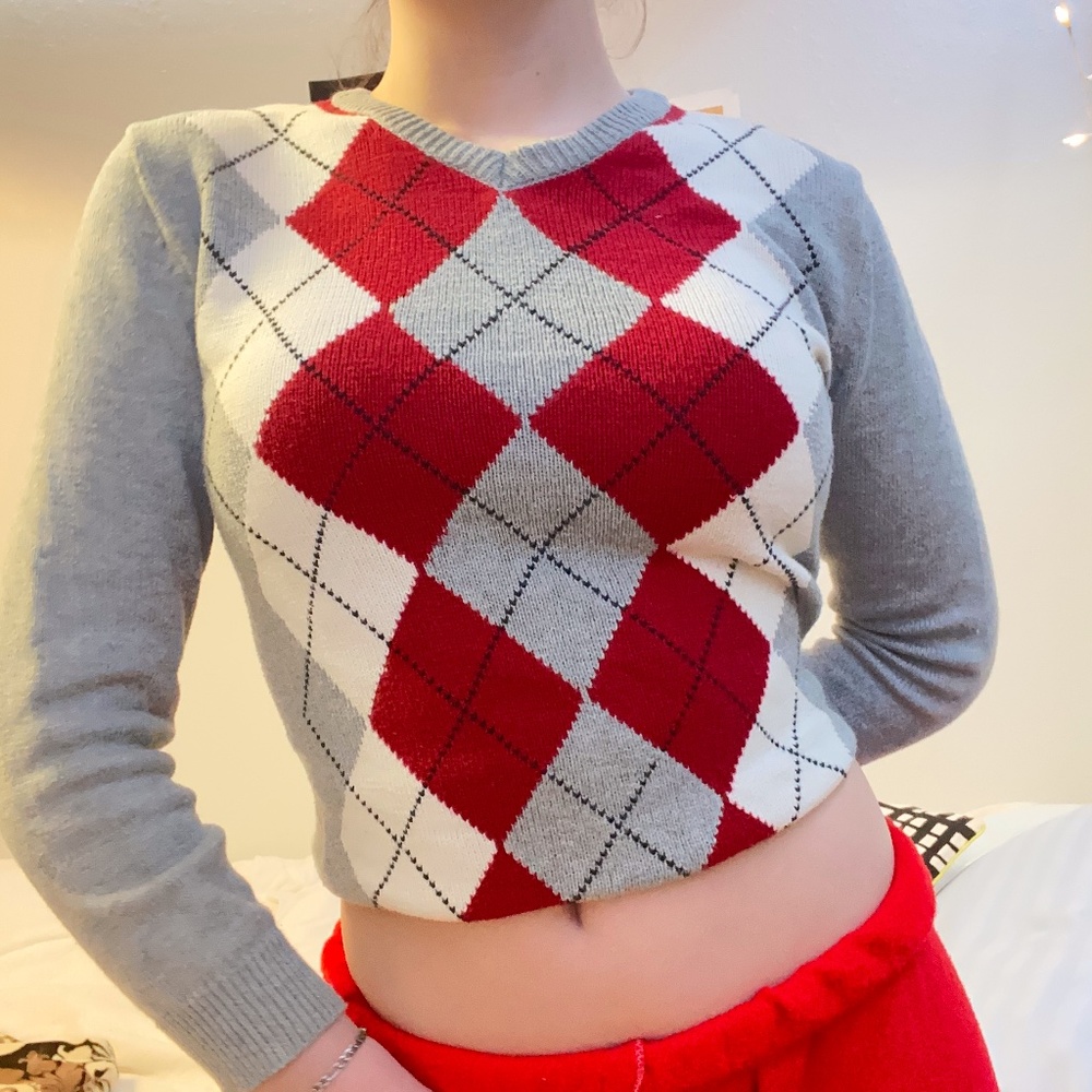 Vintage Argyle gray sweater